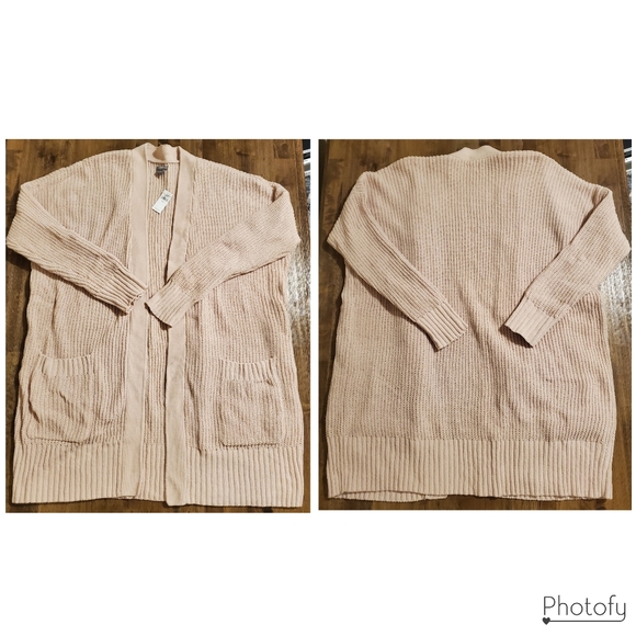 NWT Women's Aerie Soft & Cozy Blush Pink Pinkmas Chenille Open Cardigan Sweater - Picture 3 of 9